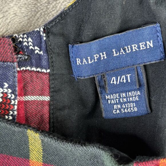Ralph Lauren Girls Dress 4T Tartan Plaid‎ Patchwork Cotton Red Sleeveless Lined - Picture 5 of 14
